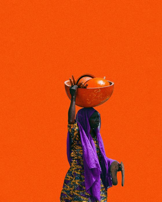 Porteuse au bol orange — Digital