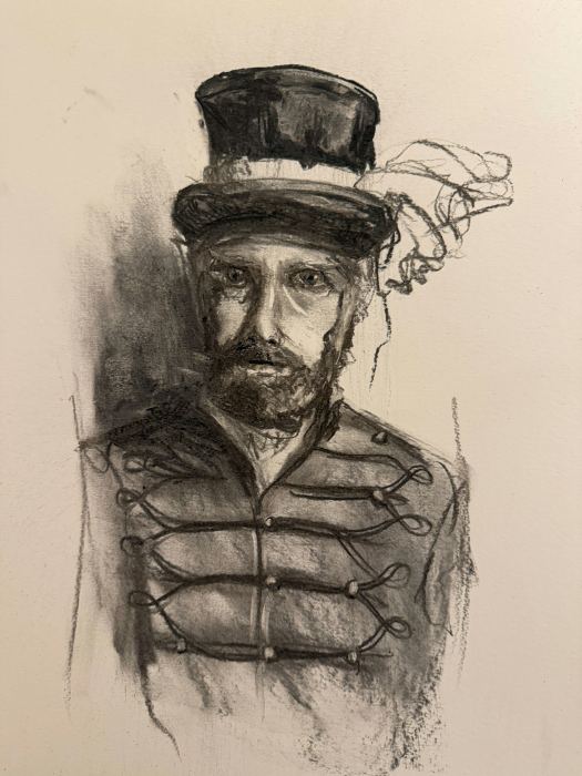 Homme au haut-de-forme — Crayon