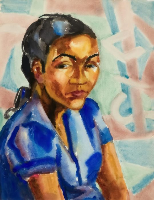 Portrait en bleu — Peinture